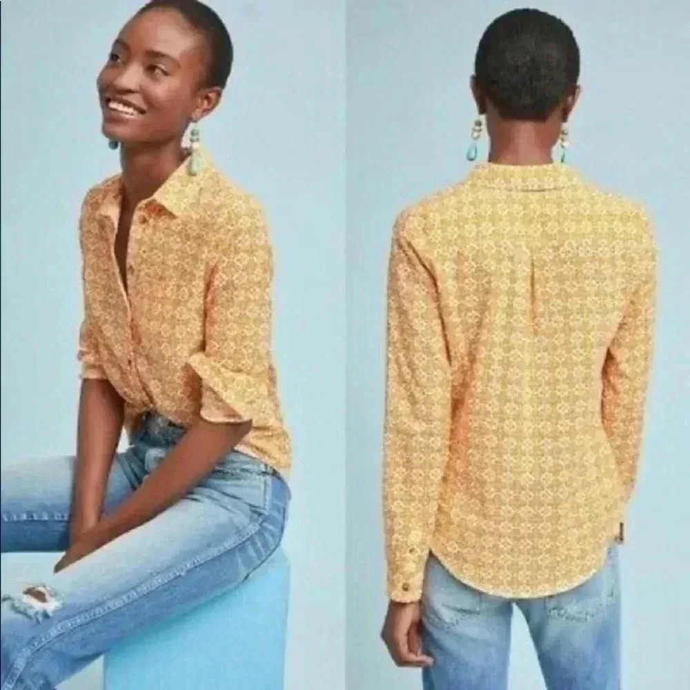 Anthropologie Maeve Petrin yellow printed blouse‎ 0